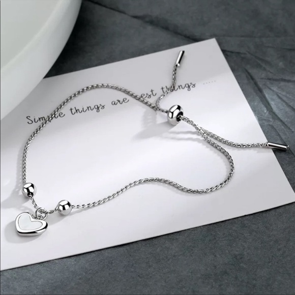 HEART 925 STERLING SILVER LOVE BRACELET, NICE BRACELET, CUTE BRACELET - Picture 3 of 3